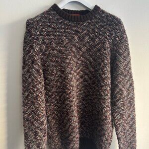 Missoni Chunky Multicolor Mohair Wool Herringbone Crewneck Sweater Large -XL